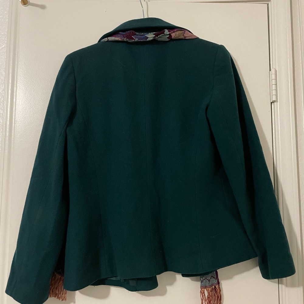 Harve Bernard by Bernard Holtzman Vintage Green Coat with original scarf Size 10 - Picture 4 of 5